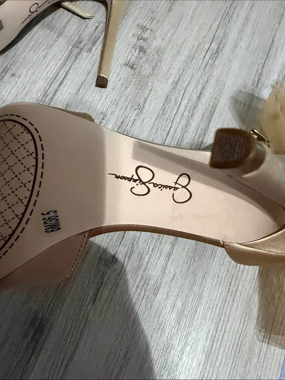 NWT Elegant Gold Satin Pointed-Toe Ankle-Strap Heels with Bow